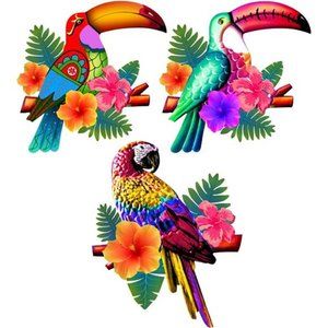 3PCS Metal Birds Wall Art Decor, Beautiful Parrot Toucan Outdoor Wall Decor
